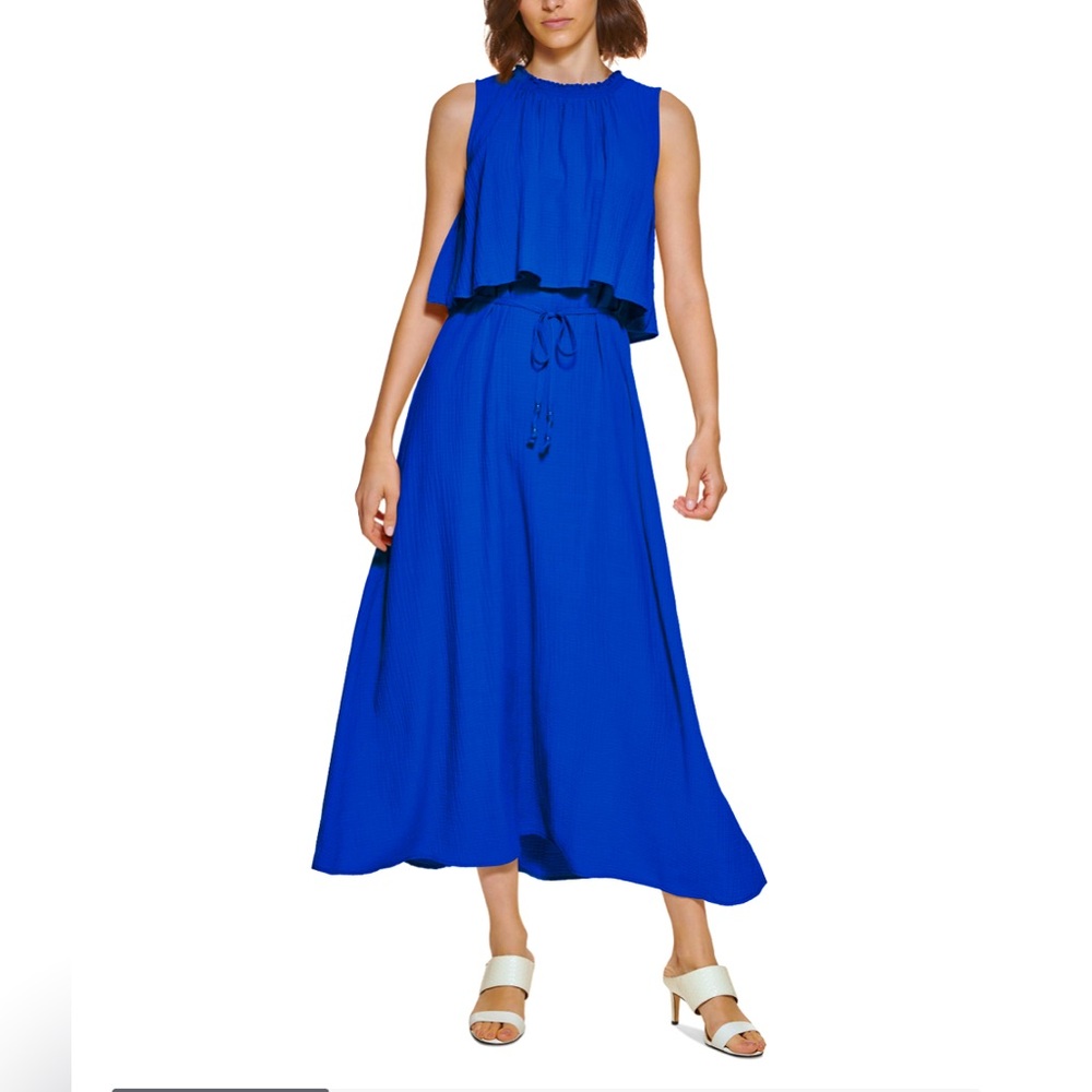 Calvin Klein Blue Halter Maxi Sundress Like New missing belt